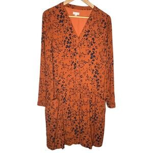 Garnet Hill Drop Waist Button-Up Floral Print Dress Size 10